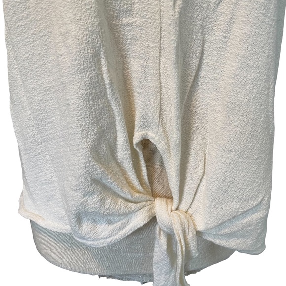 Vanilla Star Top Cream Front Tie Knot Crop Large - Picture 9 of 12